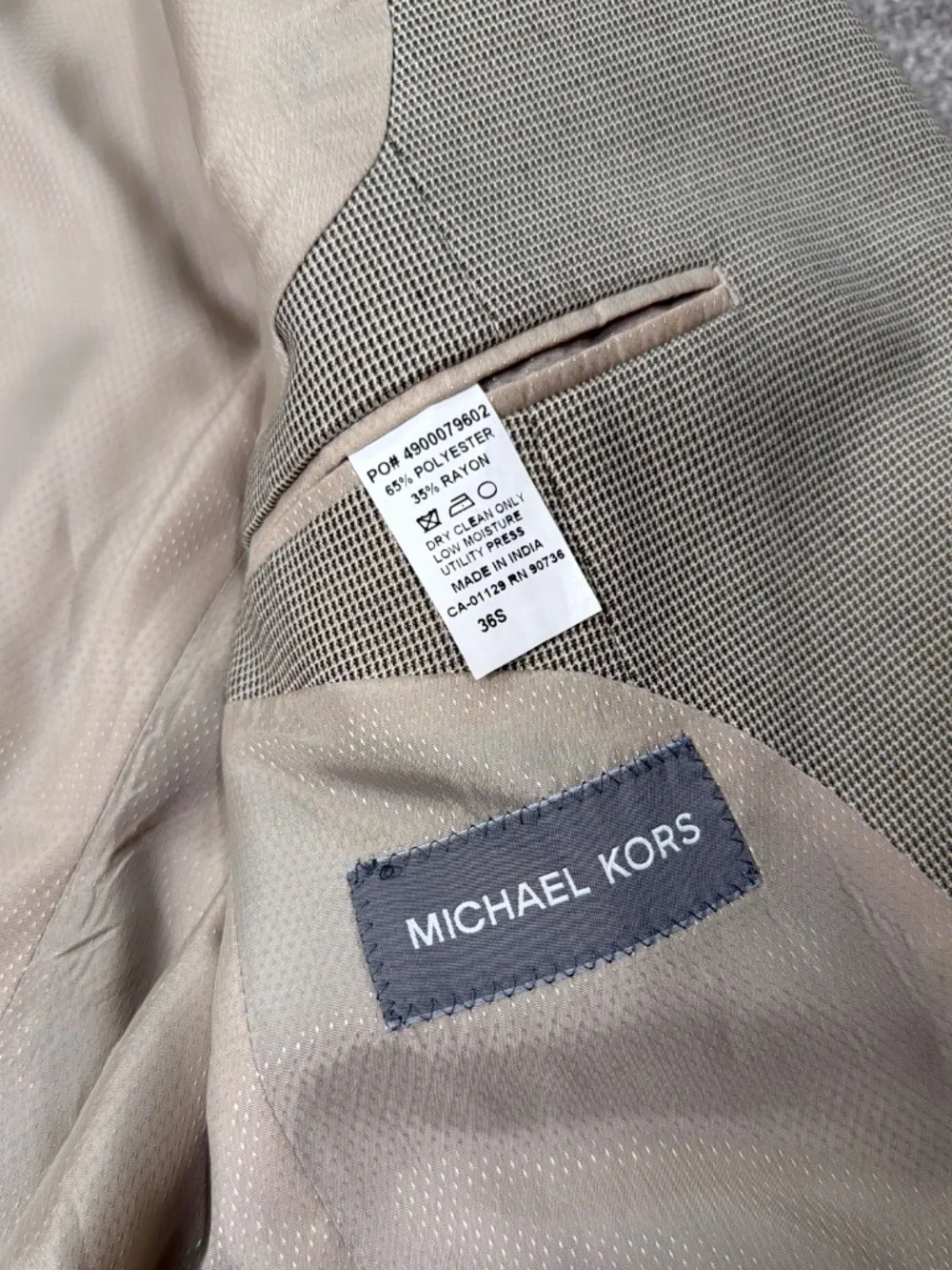 Michael Kors Tan Micro Check Blazer 36S